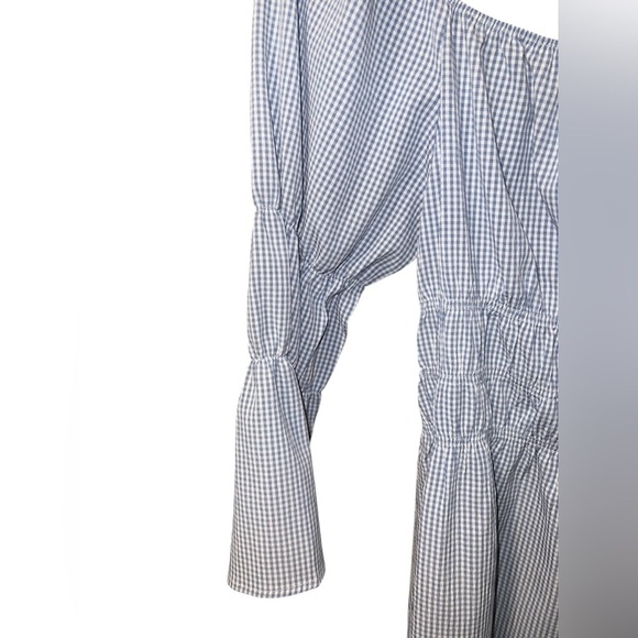 Lulus Blue & White Gingham Puff Sleeve Mini Dress – Size Large - Picture 4 of 7